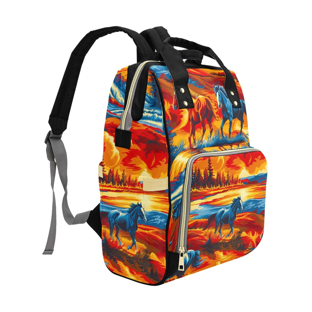 Wilds Horses 2 Multi-Function Diaper Backpack/Diaper Bag