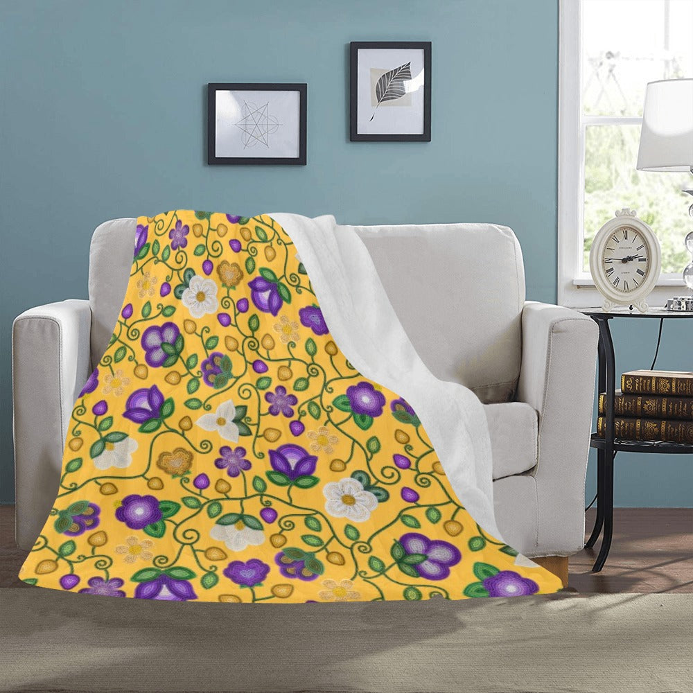 Midnight Moss Bloom Yellow Ultra-Soft Micro Fleece Blanket 50"x60"