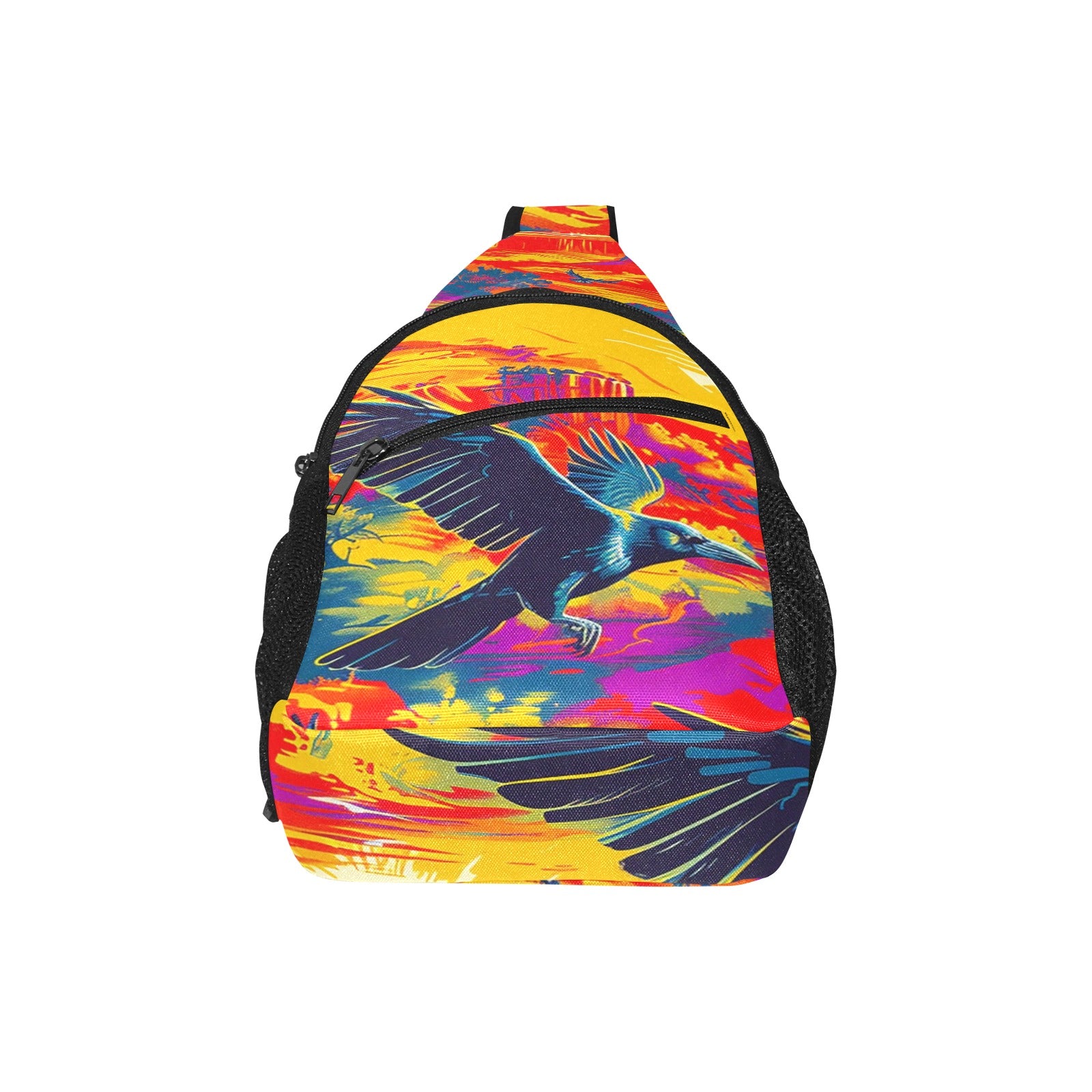 Crow Spreads His Wings Chest Bag