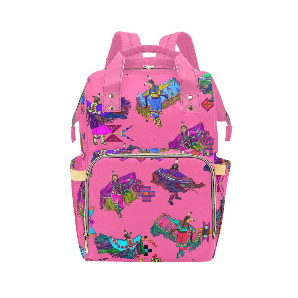 Women's Fancy Dancers Pink Multi-Function Diaper Backpack/Diaper Bag