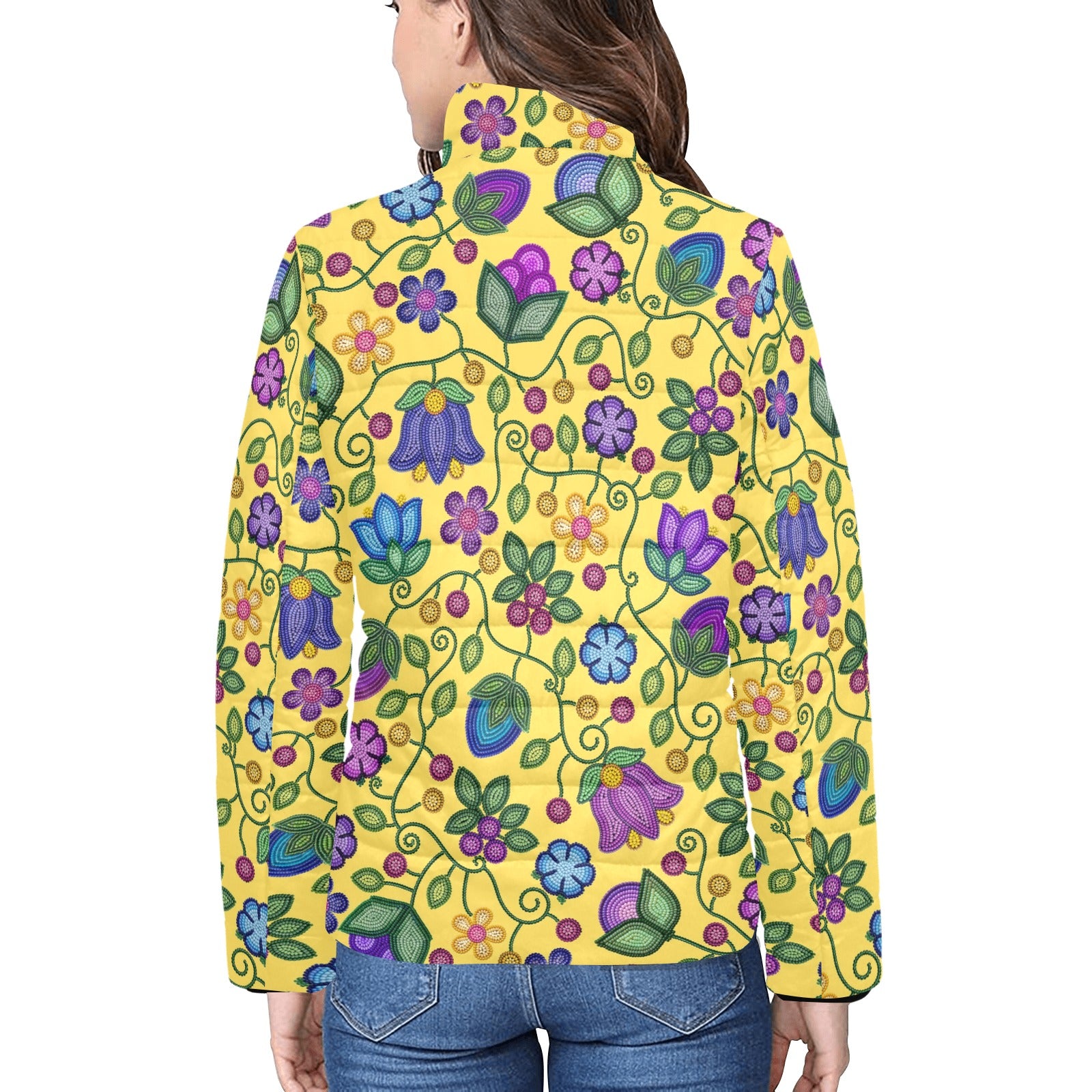 Bloom Uplift Yellow Women's Stand Collar Padded Jacket