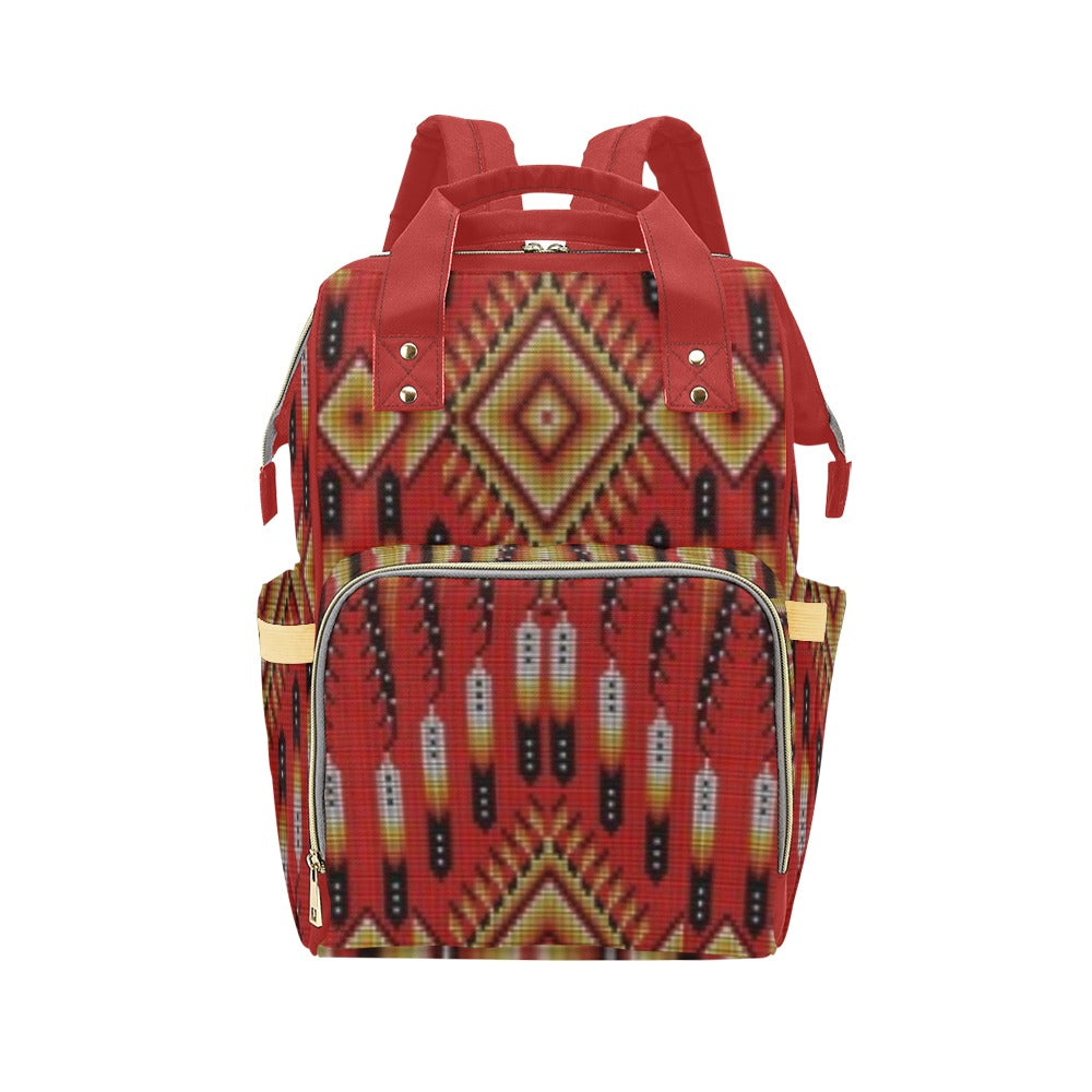 Fire Feather Red Multi-Function Diaper Backpack/Diaper Bag