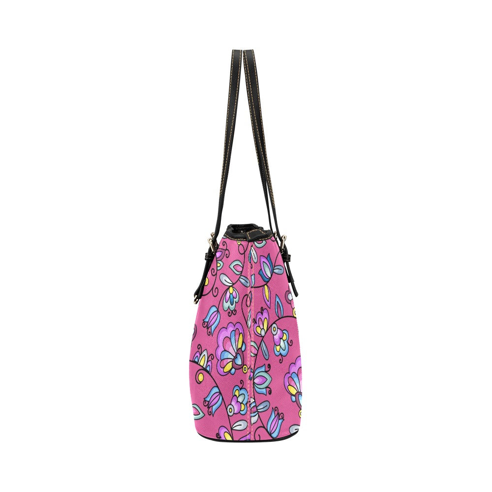 Autumn Bundle Blessing Pink Leather Tote Bag/Large