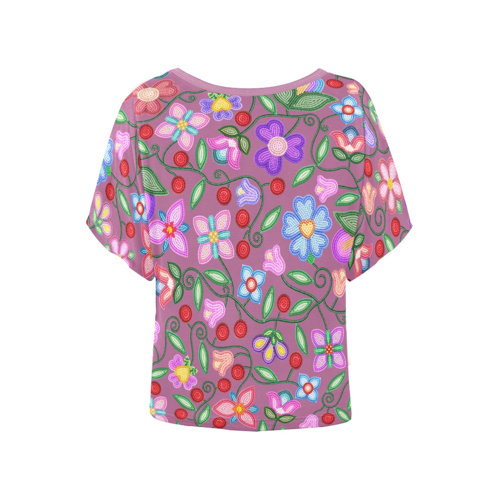 Petal Harmony Dusty Rose Women's Batwing-Sleeved Blouse T-shirt