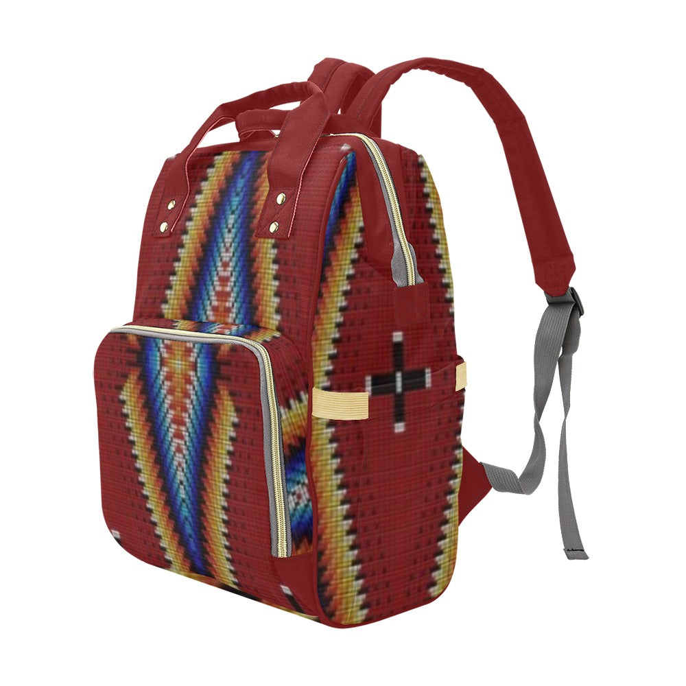 Diamond in the Bluff Red Multi-Function Diaper Backpack/Diaper Bag