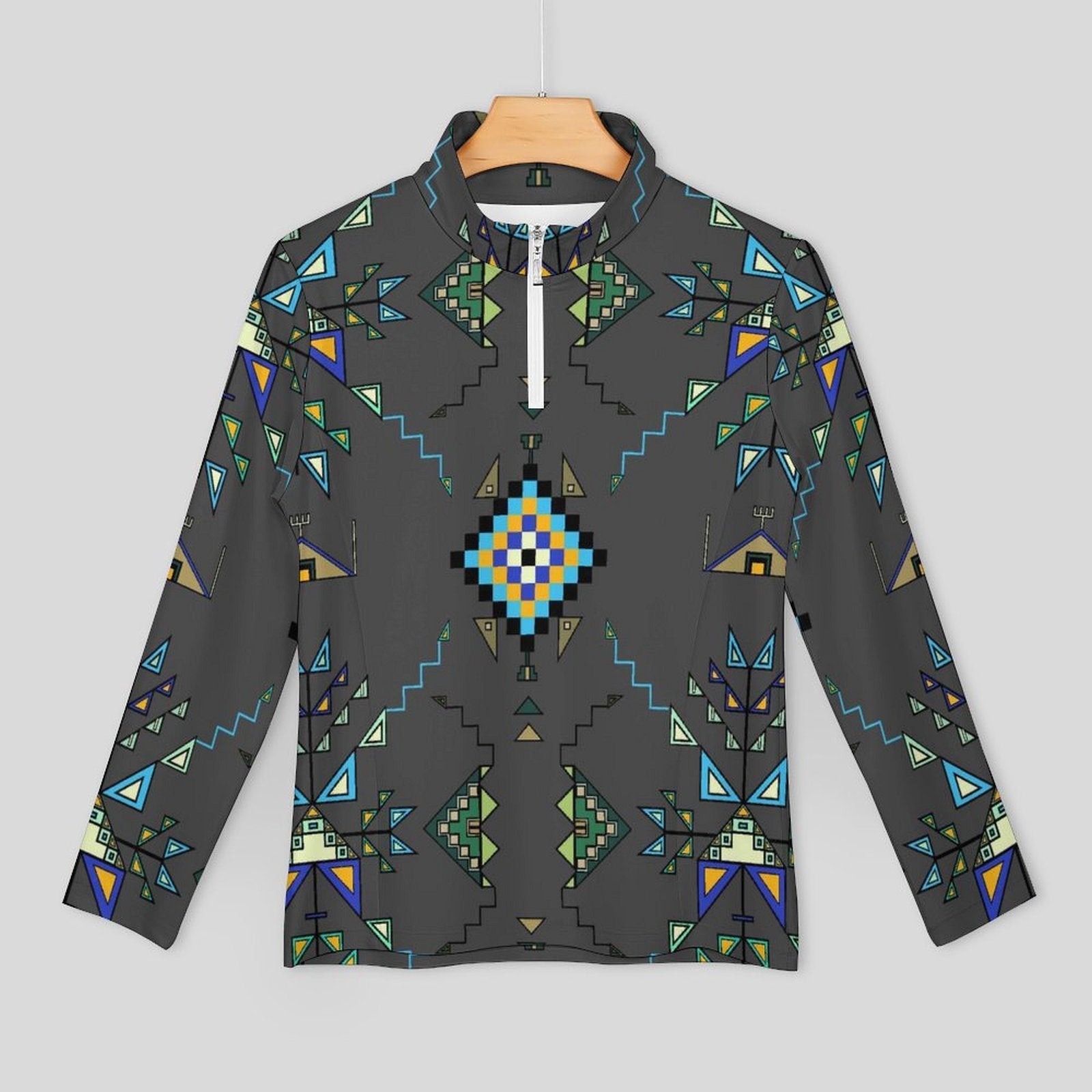 Bear Shield Dark Gray Long Sleeve Yoga Shirt