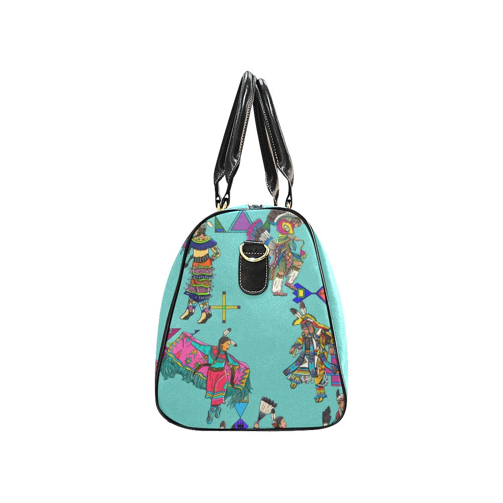 Grand Entry Dancers Eggshell Blue Waterproof Travel Bag/Small