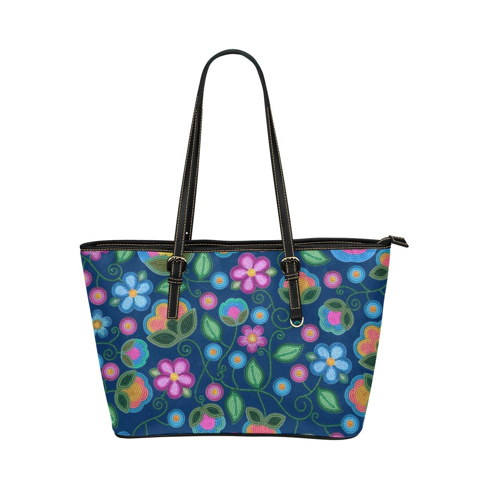 Turquoise Sunbeam Blue Leather Tote Bag/Large