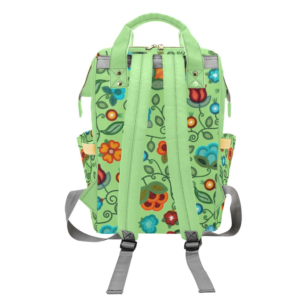 Prairie Fire Petals Sage Multi-Function Diaper Backpack/Diaper Bag