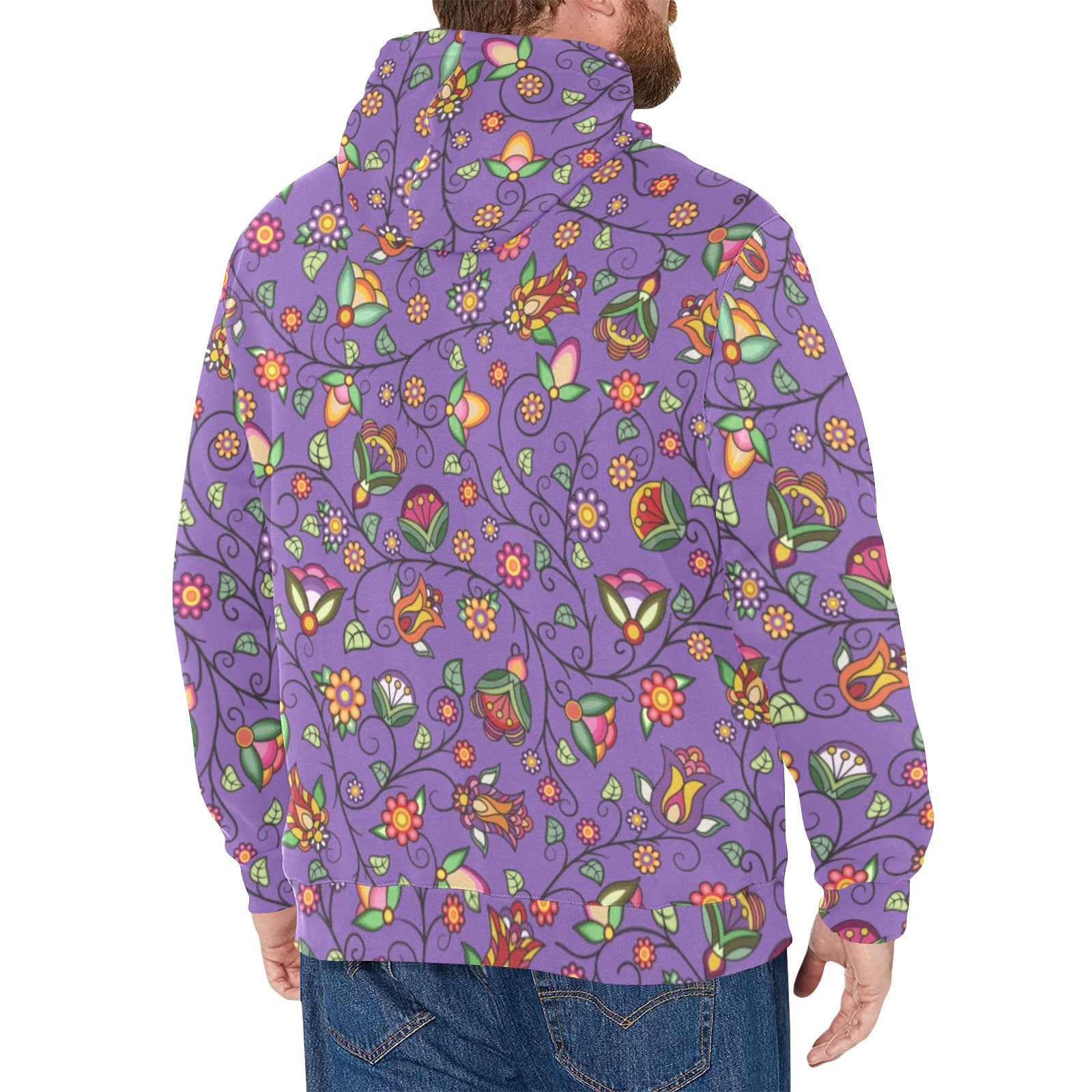 Heartbeat Petals Purple Men's Long Sleeve Fleece Hoodie