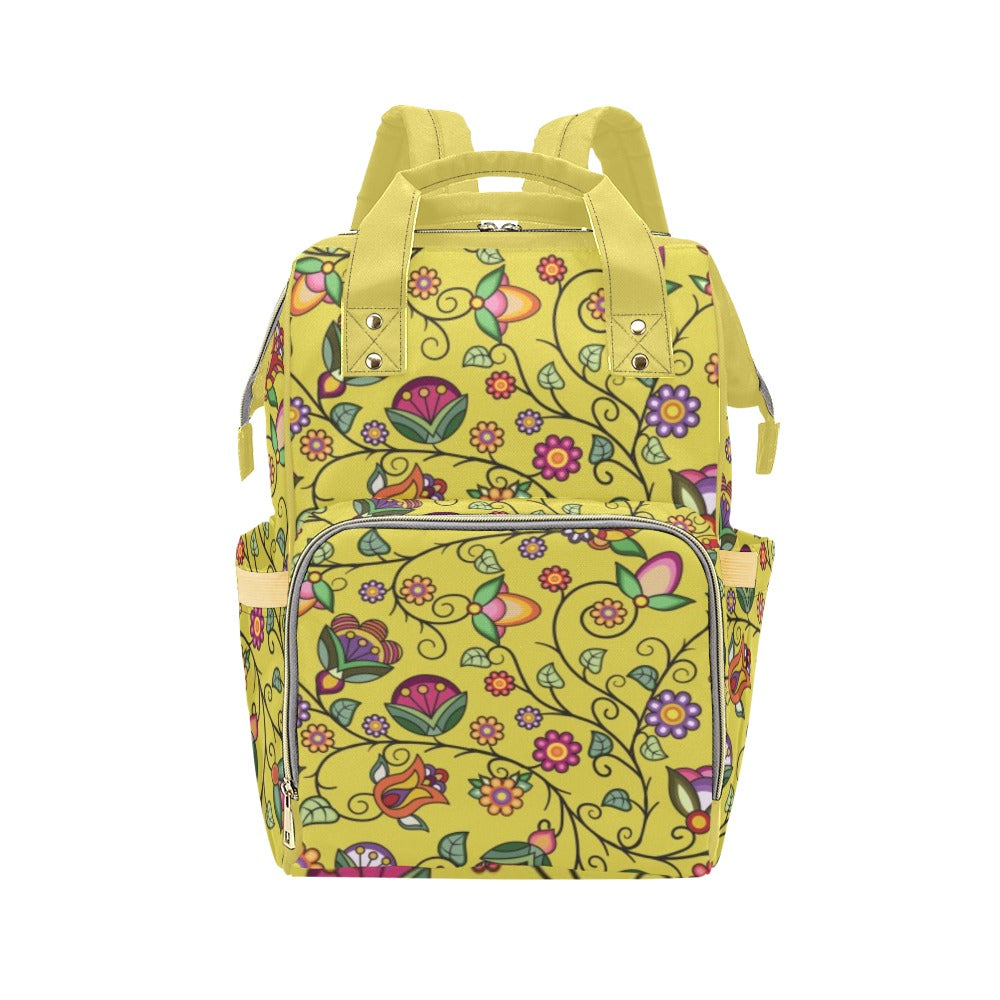 Heartbeat Petals Yellow Multi-Function Diaper Backpack/Diaper Bag
