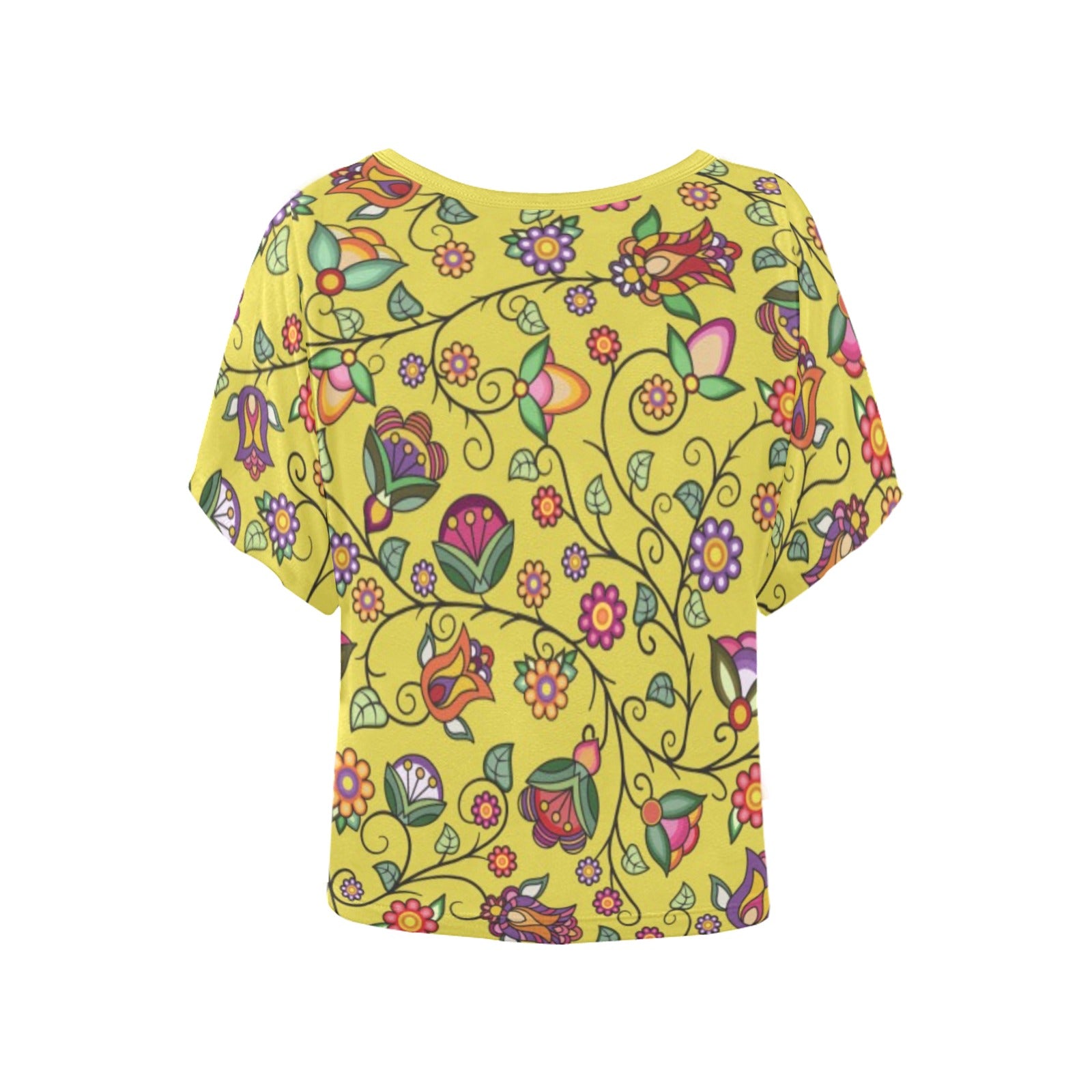 Heartbeat Petals Yellow Women's Batwing-Sleeved Blouse T shirt