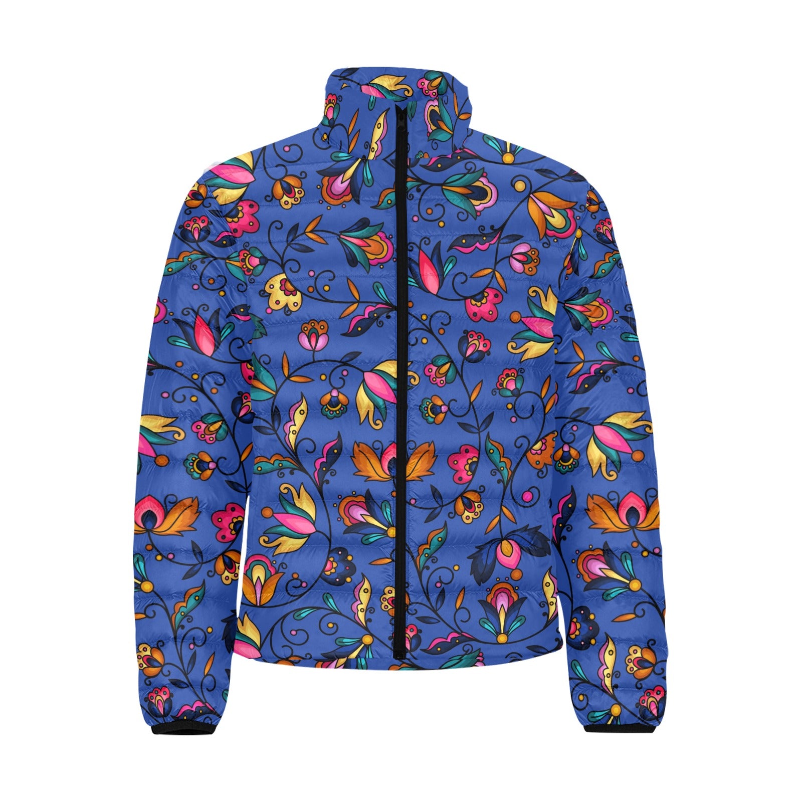 Copper Prairie Petals Blue Men's Padded Jacket