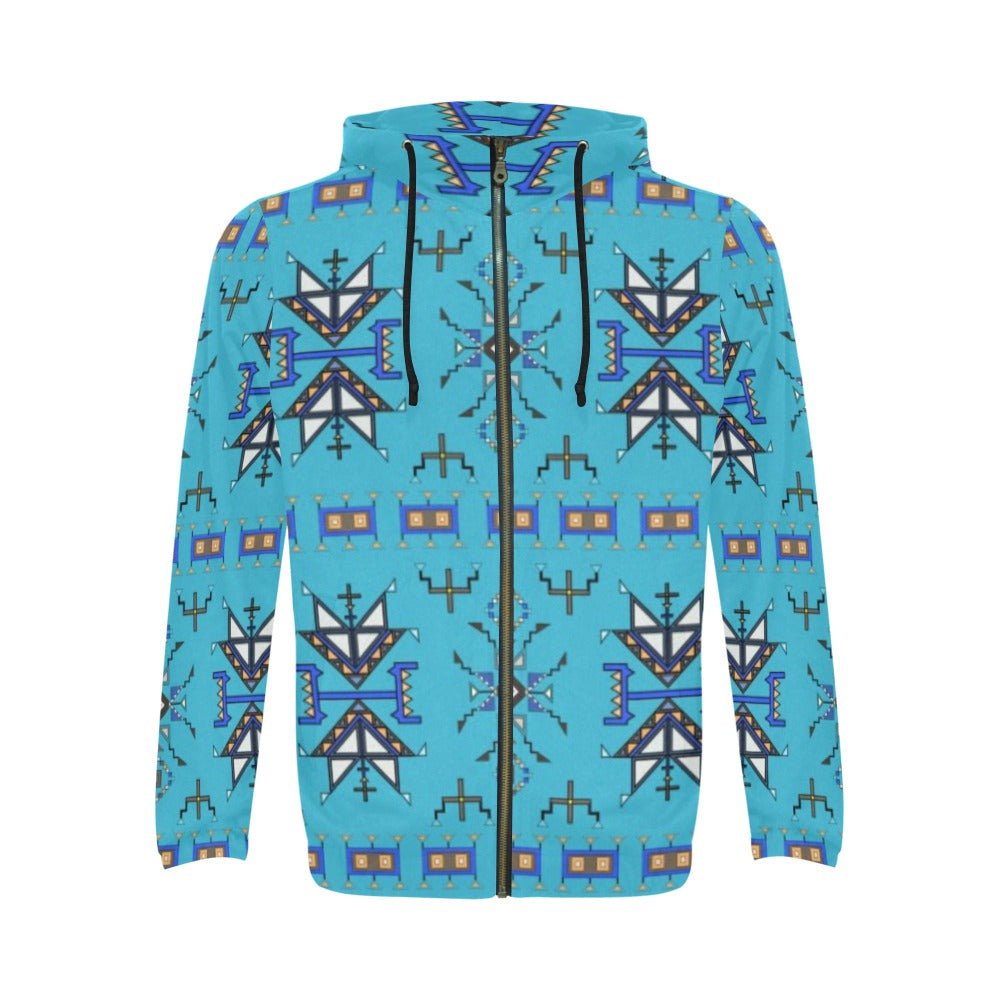 Eagle Strike Blue Men's Zipper Hoodie