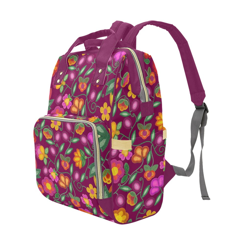 Boreal Bounty Dark Magenta Multi-Function Diaper Backpack/Diaper Bag