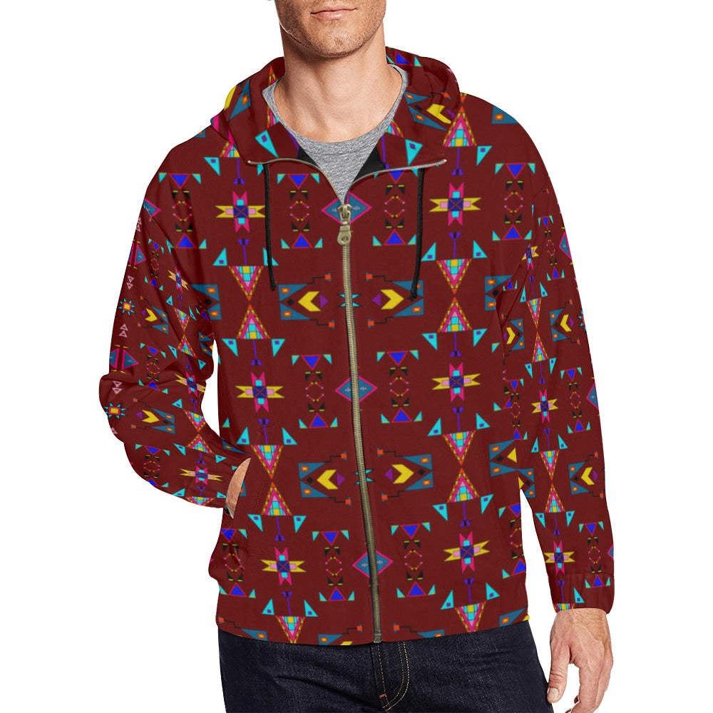 Enemy Territory Dark Maroon Men's Zipper Hoodie