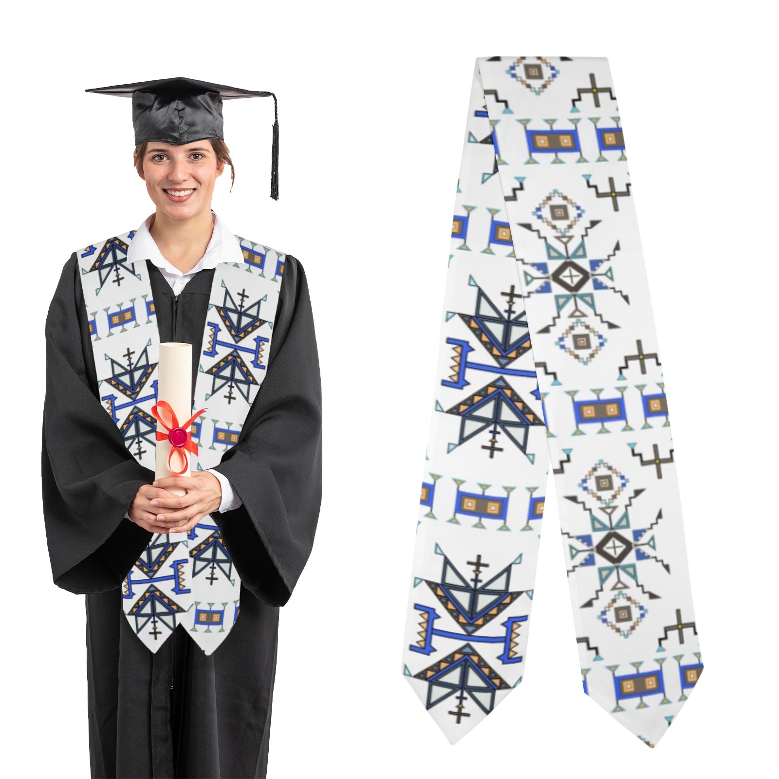 Eagle Strike White Graduation Stole