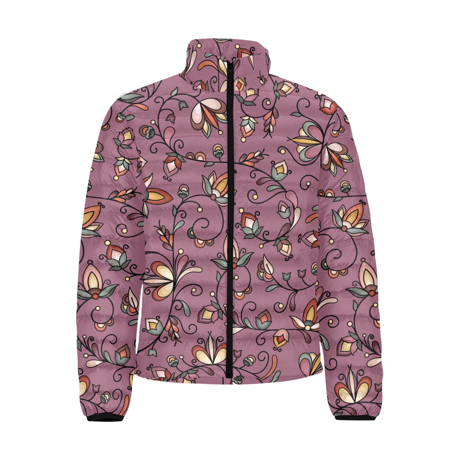 Burnt Sky Petals Magenta Men's Padded Jacket