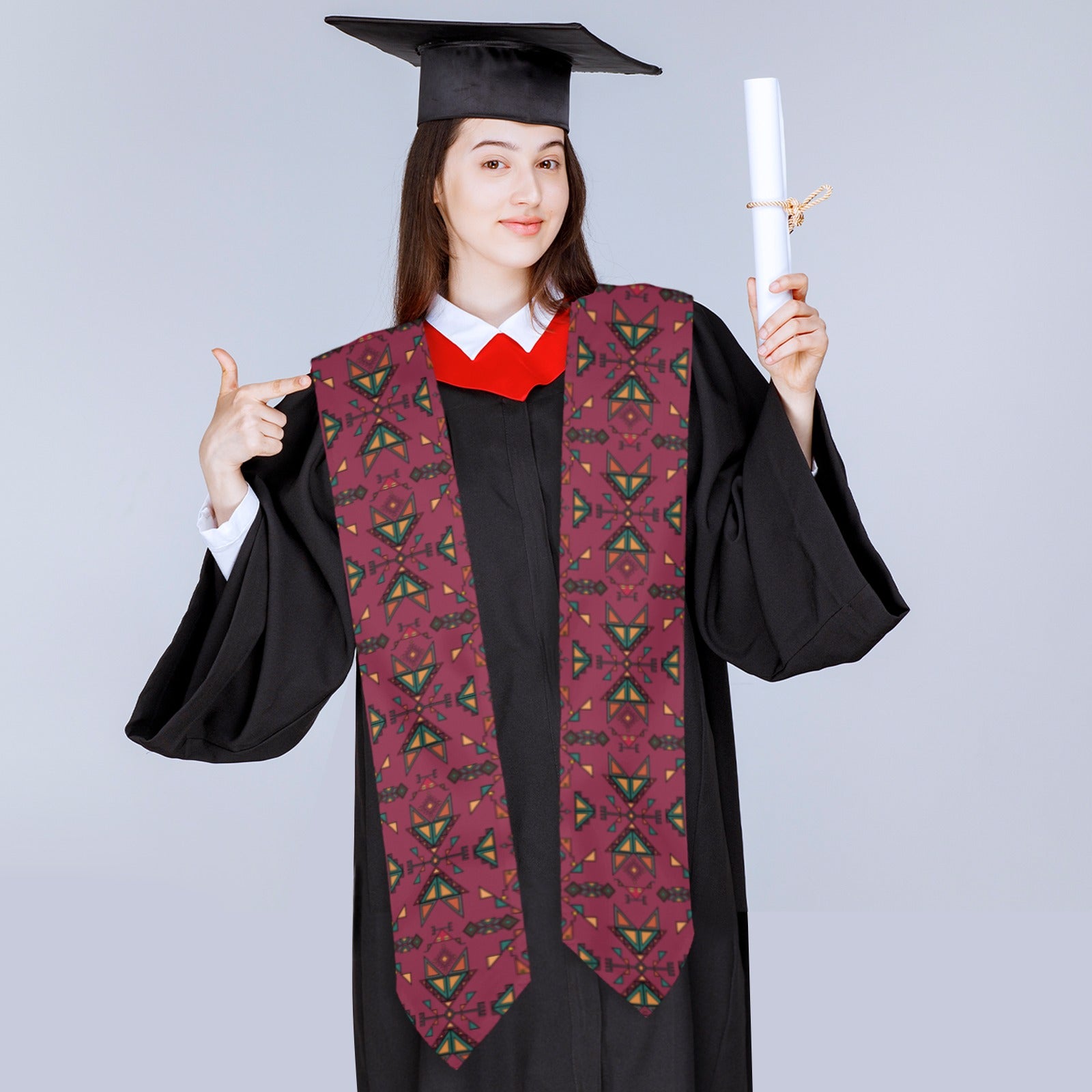 Arrow Dawn Maroon Graduation Stole