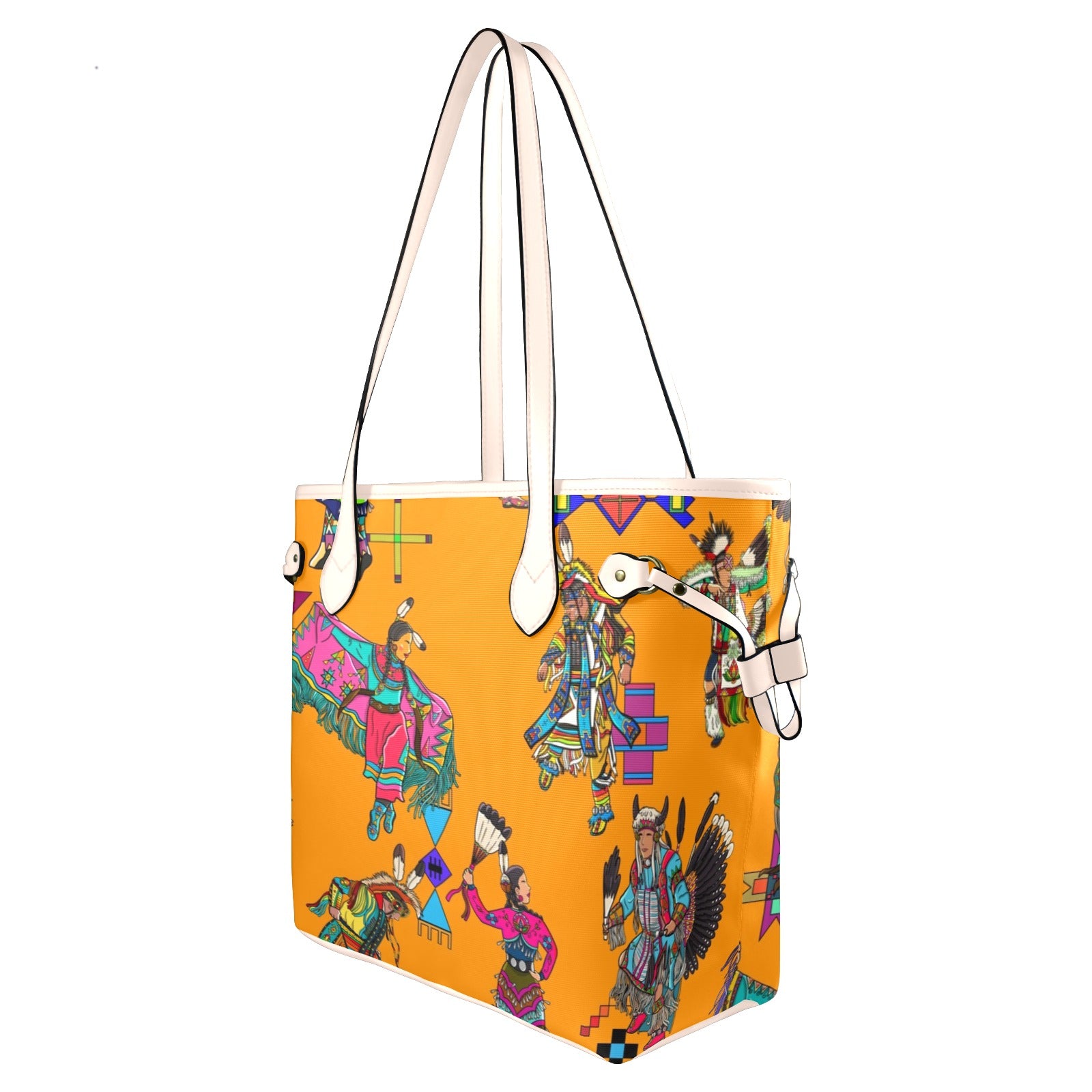 Grand Entry Dancers Orange Clover Canvas Tote Bag