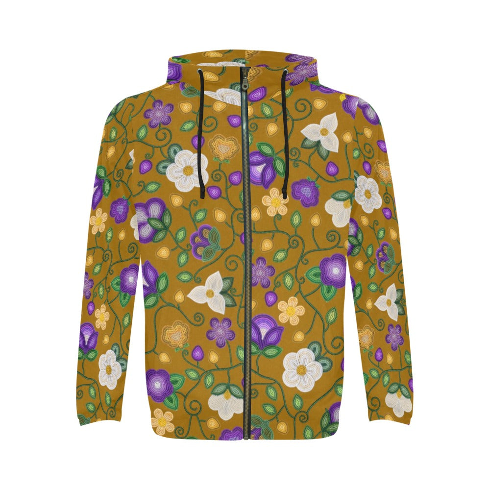 Midnight Moss Bloom Toffee Men's Zipper Hoodie