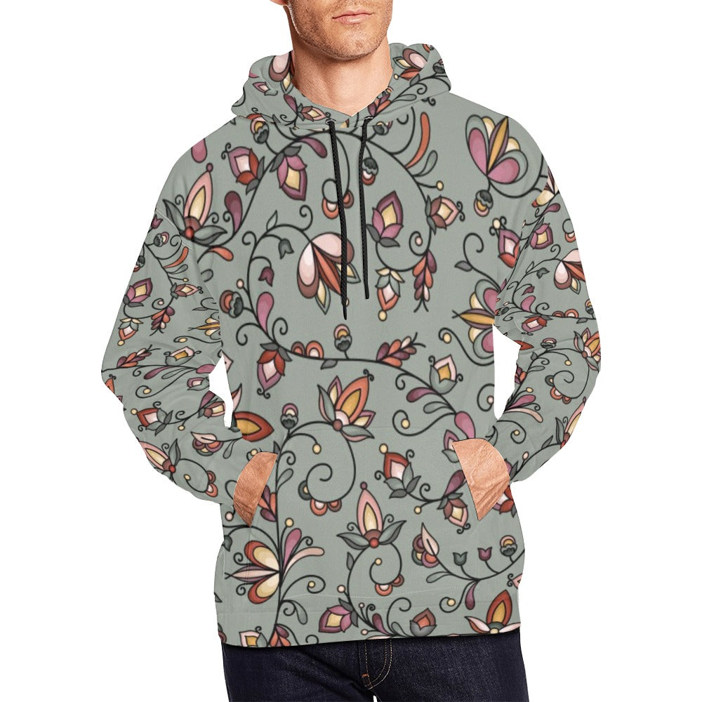 Burnt Sky Petals Green Hoodie for Men (USA Size)