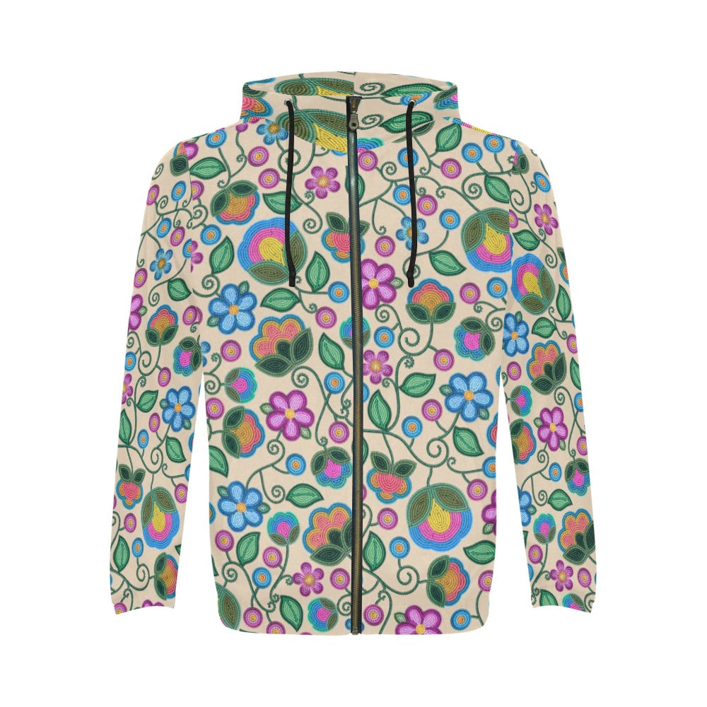 Turquoise Sunbeam Cream Men's Zipper Hoodie