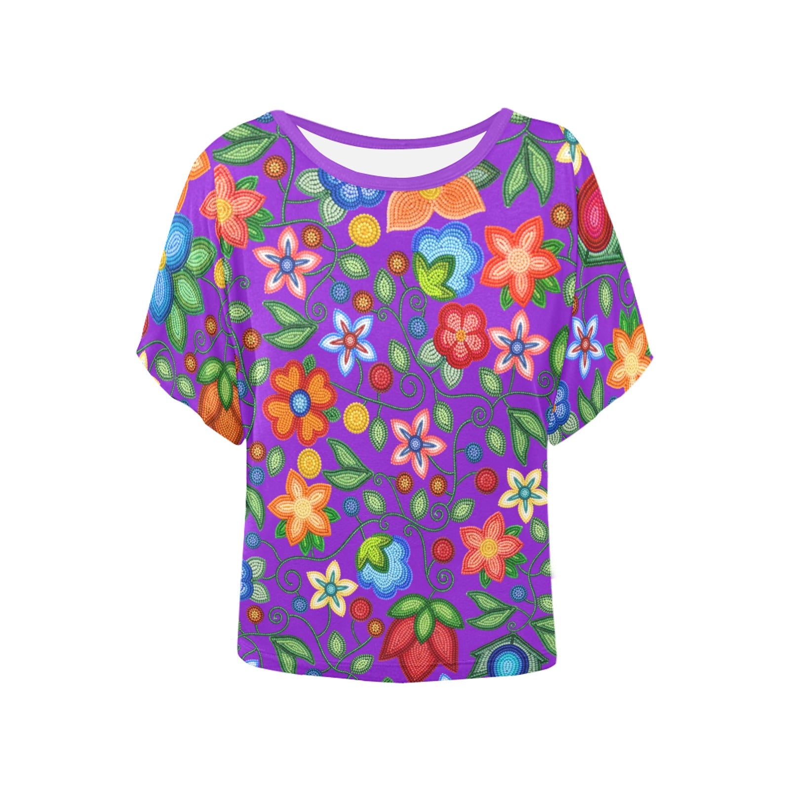 Morning Harmony Purple Women's Batwing-Sleeved Blouse T-shirt