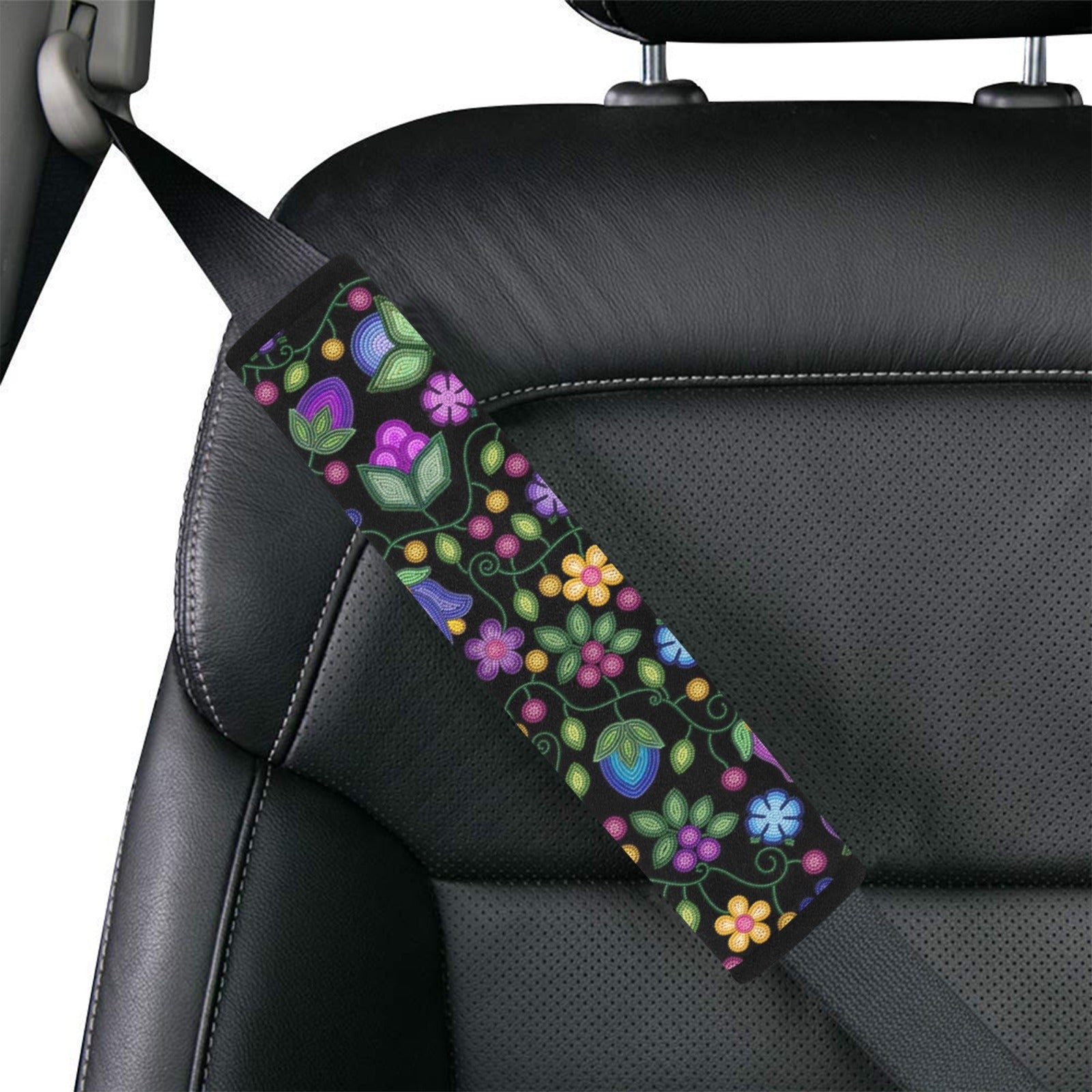 Bloom Uplift Black Car Seat Belt Cover 7''x12.6'' (Pack of 2)