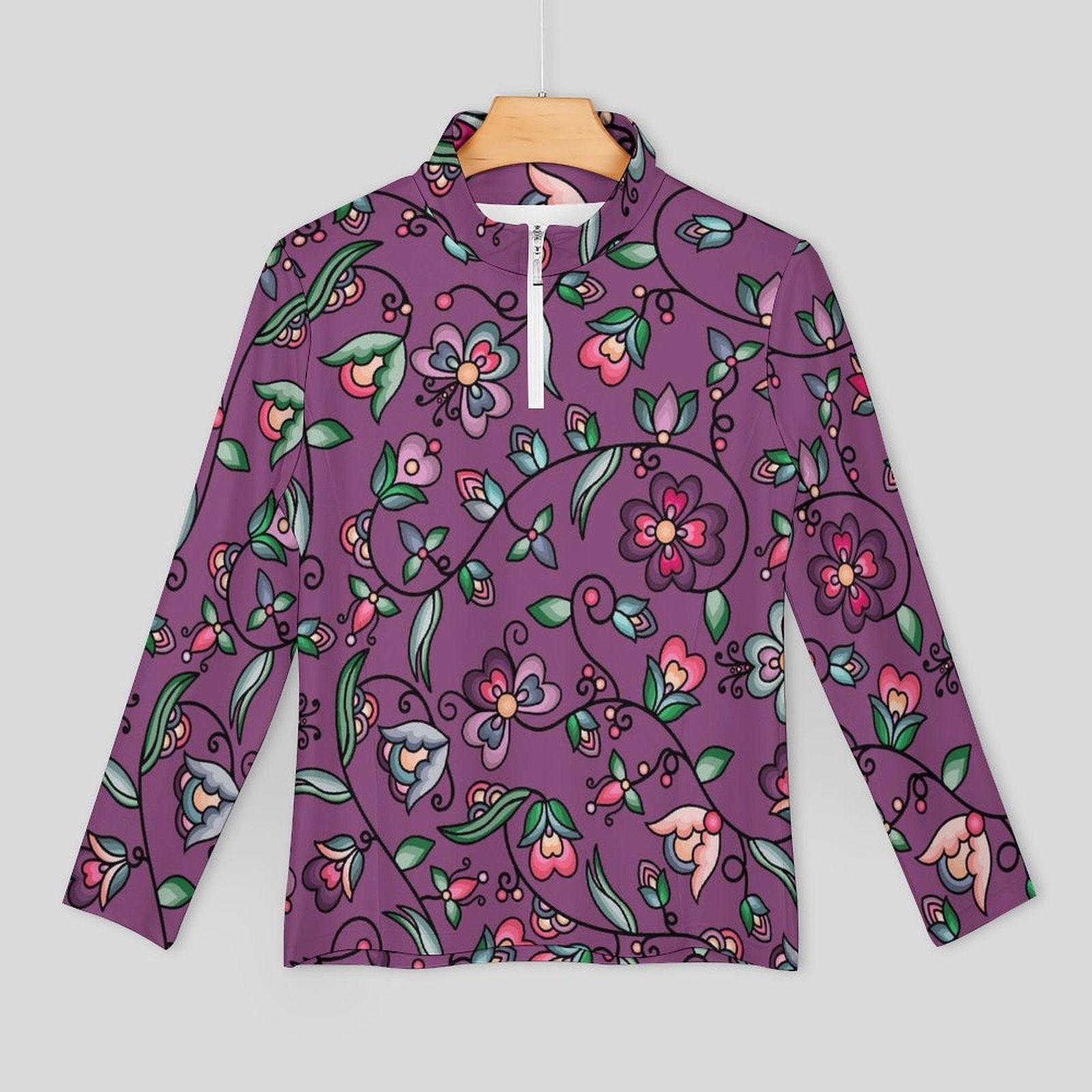 Amber Evening Garland Purple Long Sleeve Yoga Shirt