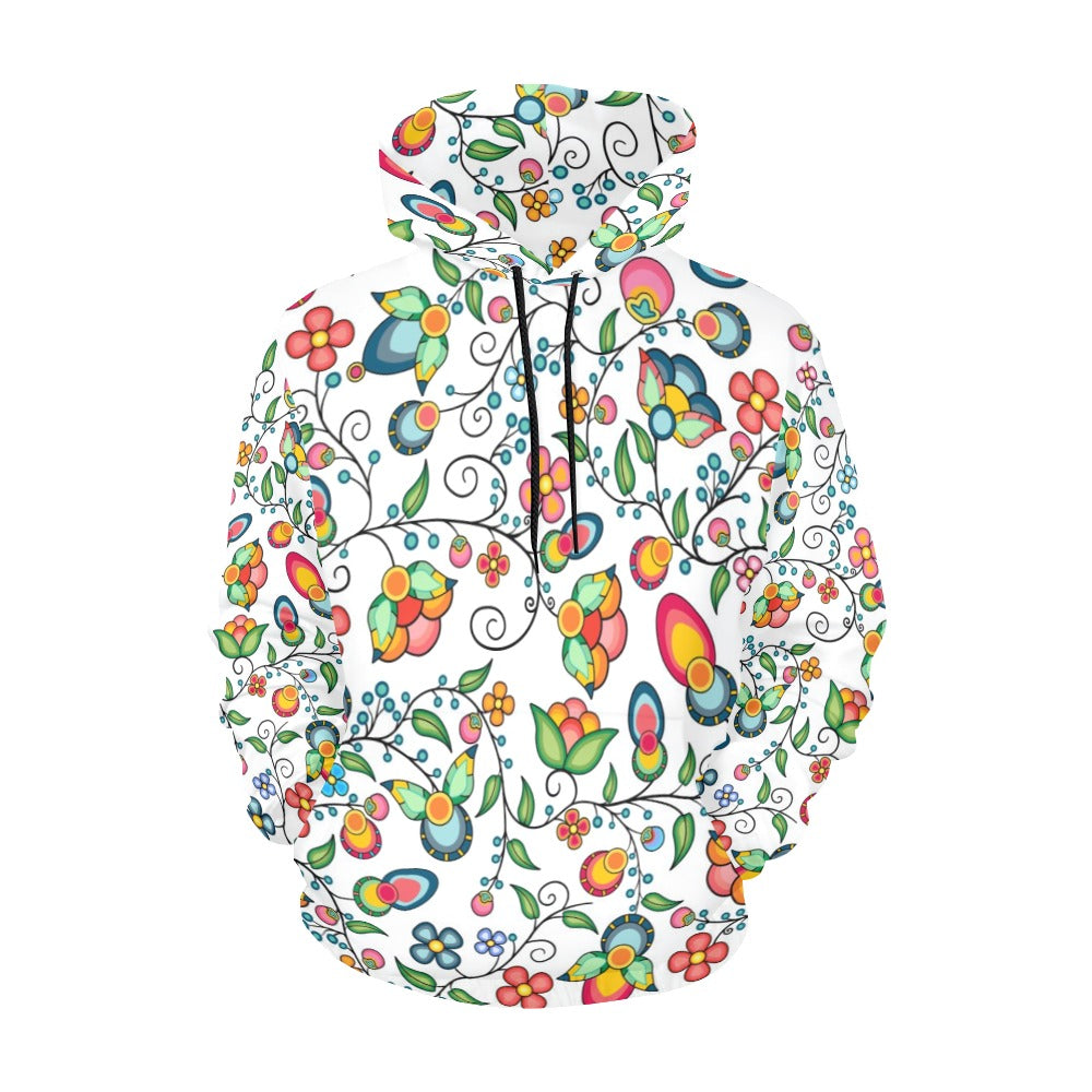 Floral Bounty White Hoodie for Women (USA Size)