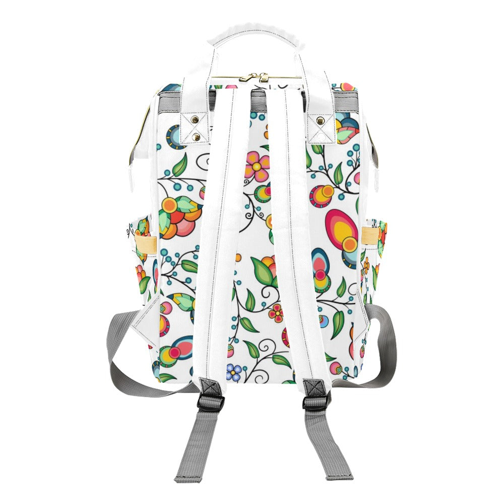 Floral Bounty White Multi-Function Diaper Backpack/Diaper Bag