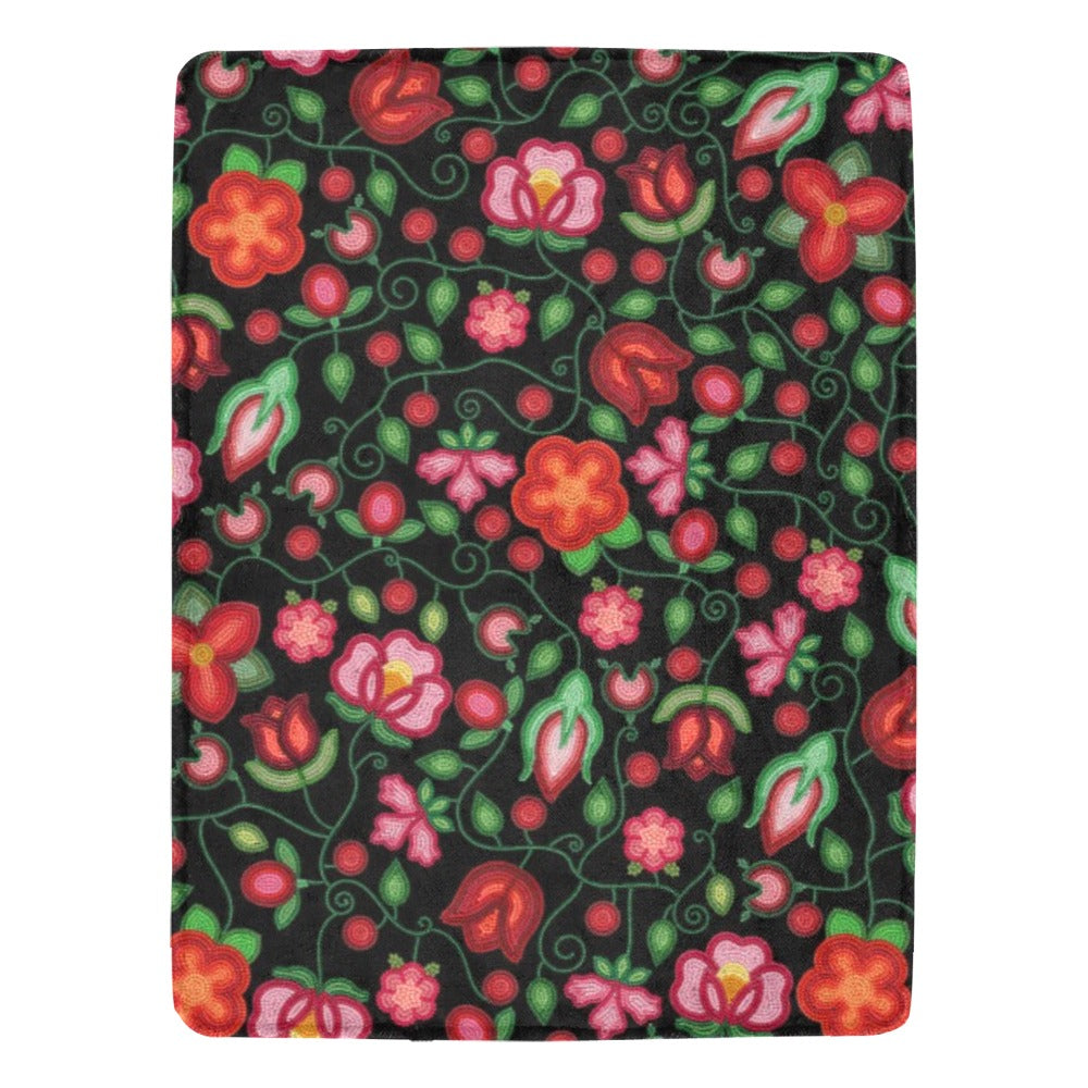 Rose Reverie Black Ultra-Soft Micro Fleece Blanket 60"x80"