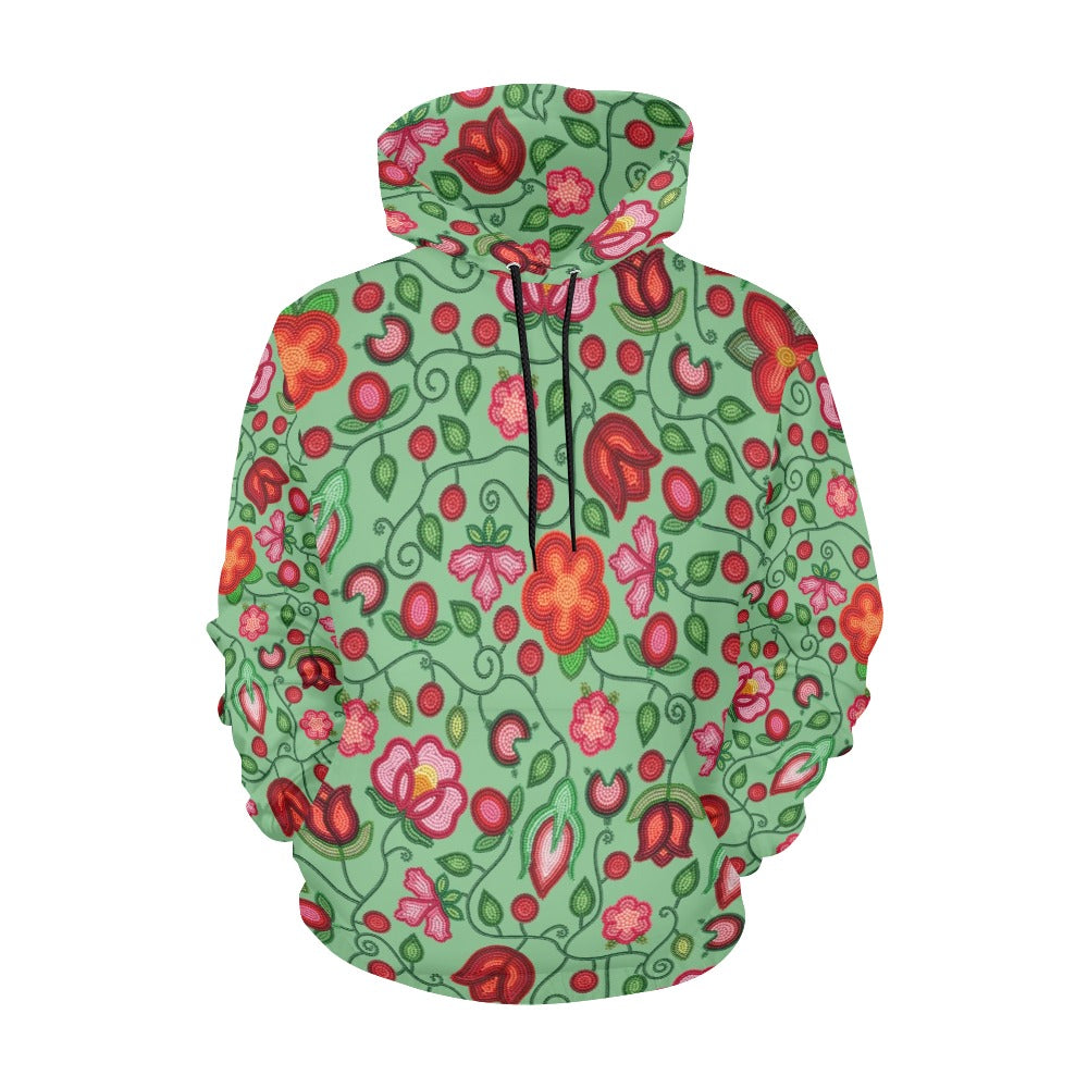 Rose Reverie Green All Over Print Hoodie for Women (USA Size)