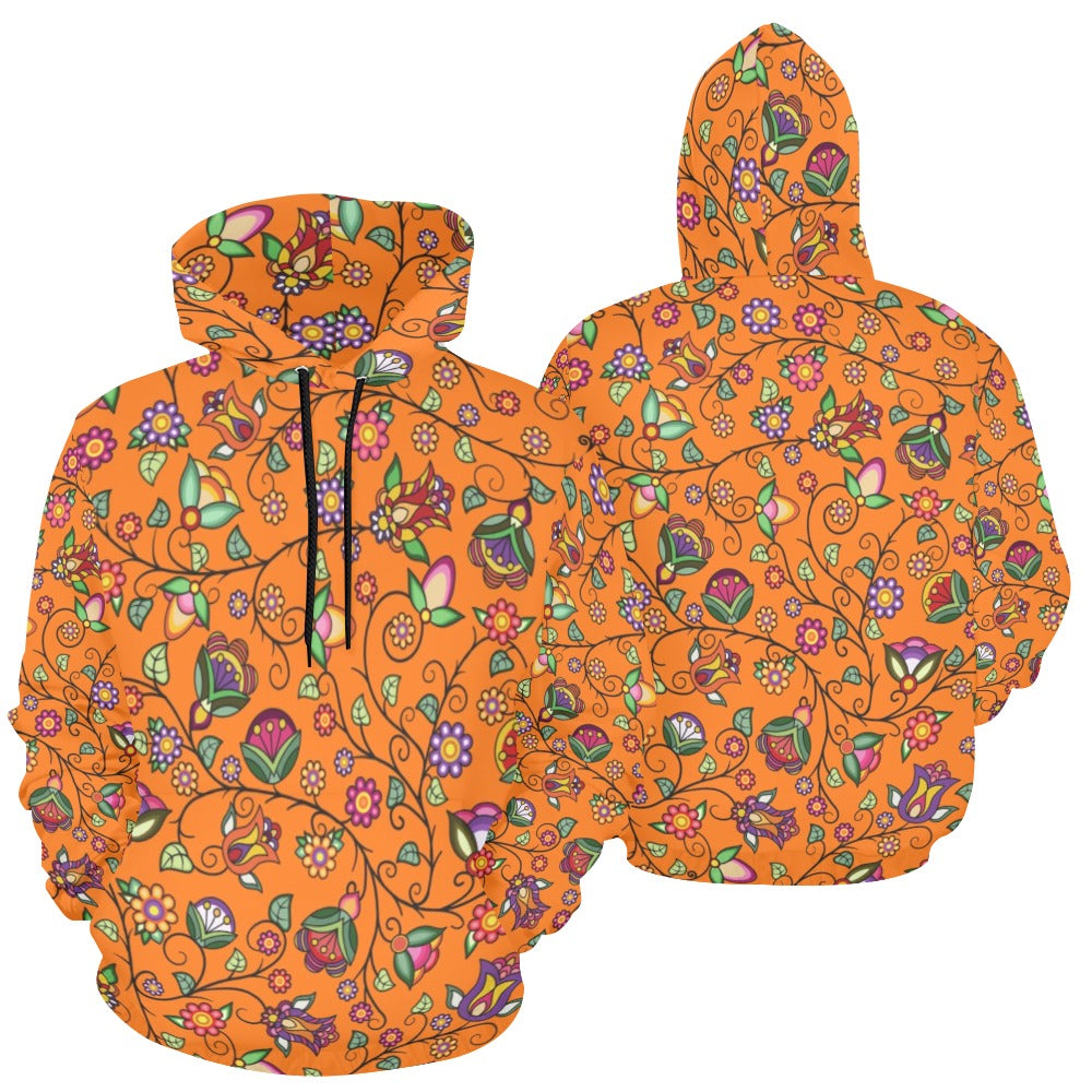 Heartbeat Petals Orange Hoodie for Women (USA Size)