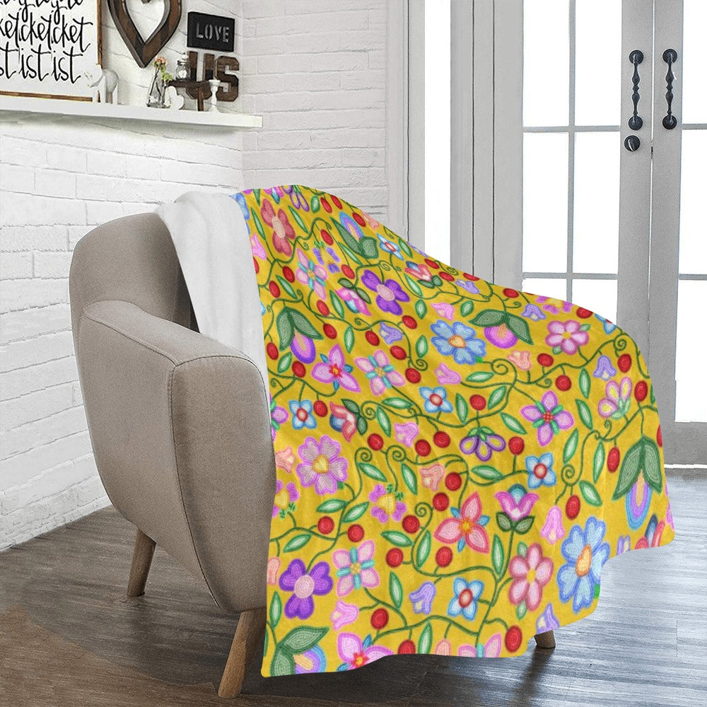 Petal Harmony Ochre Ultra-Soft Micro Fleece Blanket 50"x60"