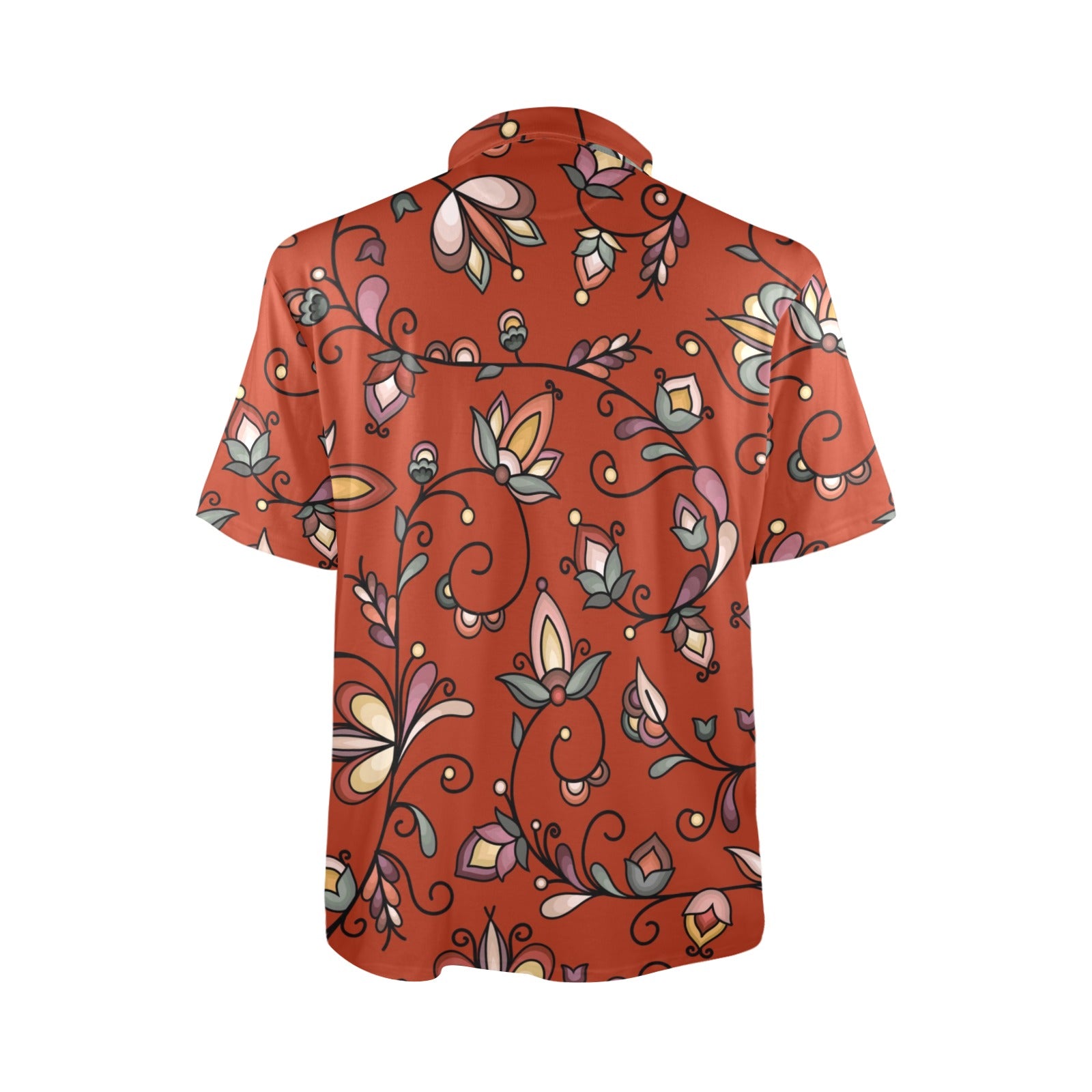 Burnt Sky Petals Red Polo Shirt