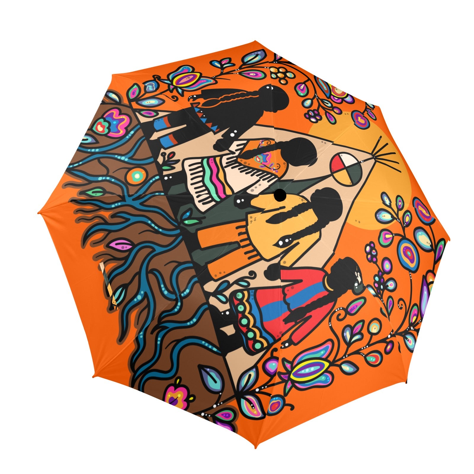 Rooted in Culture Semi-Automatic Foldable Umbrella