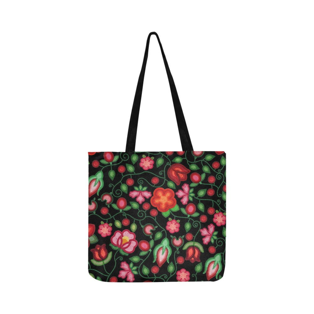 Rose Reverie Black Reusable Shopping Bag (Two sides)
