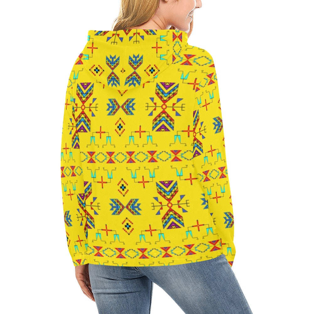 Rainy Chief Rainbow Yellow Hoodie for Women (USA Size)
