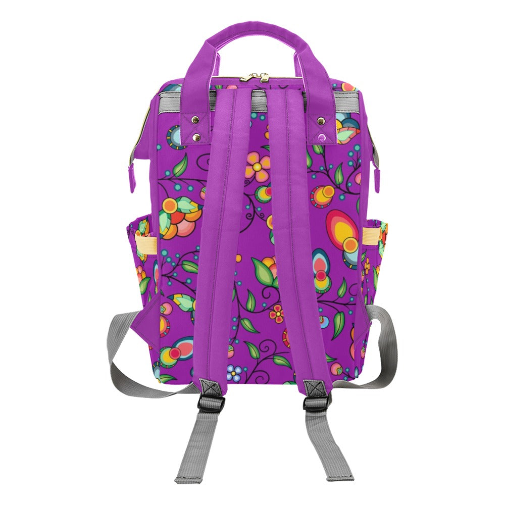 Floral Bounty Purple Multi-Function Diaper Backpack/Diaper Bag