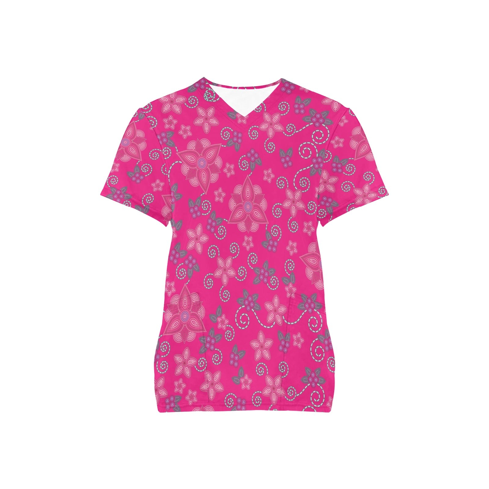 Berry Picking Pink Scrub Top