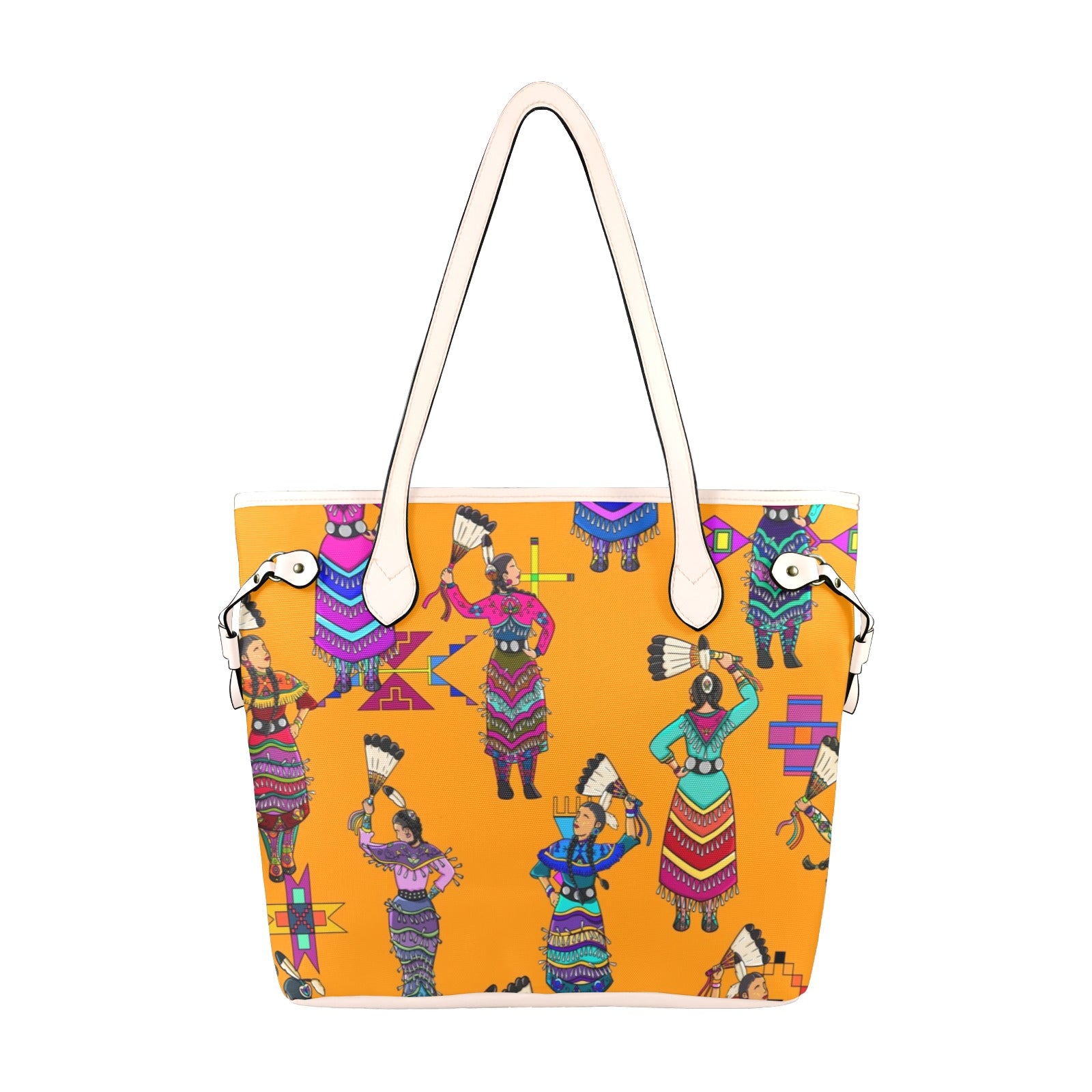 Women's Jingle Dancers Orange Clover Canvas Tote Bag