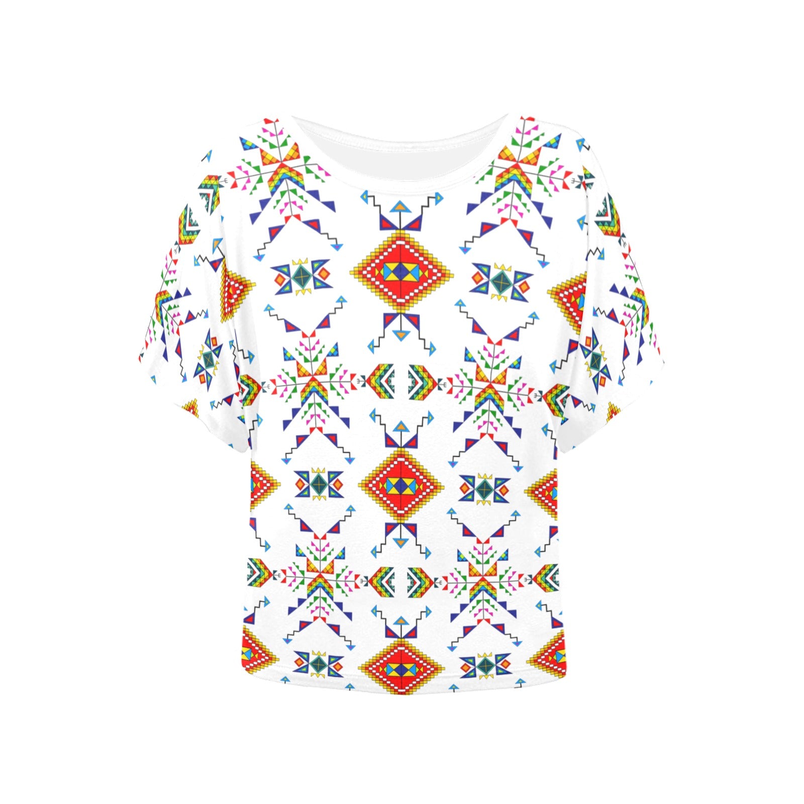 Buffalo Jump White Women's Batwing-Sleeved Blouse T shirt