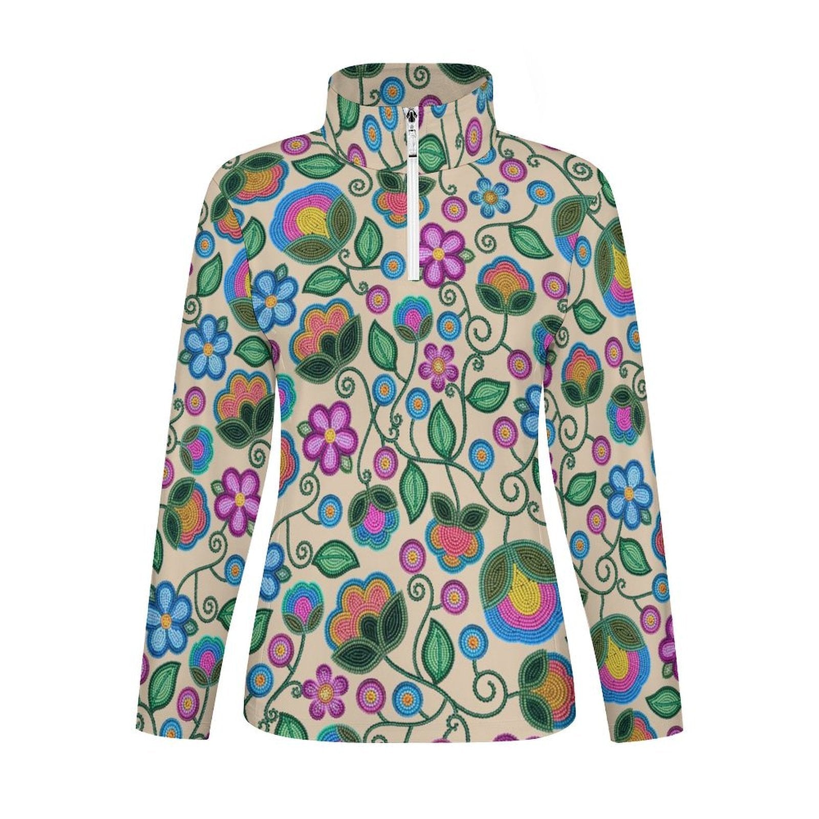 Turquoise Sunbeam Cream Long Sleeve Yoga Shirt