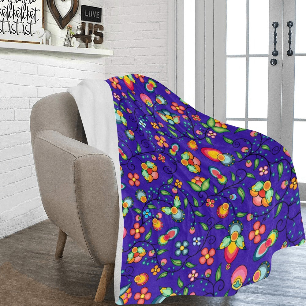 Floral Bounty Blue Ultra-Soft Micro Fleece Blanket 60"x80"