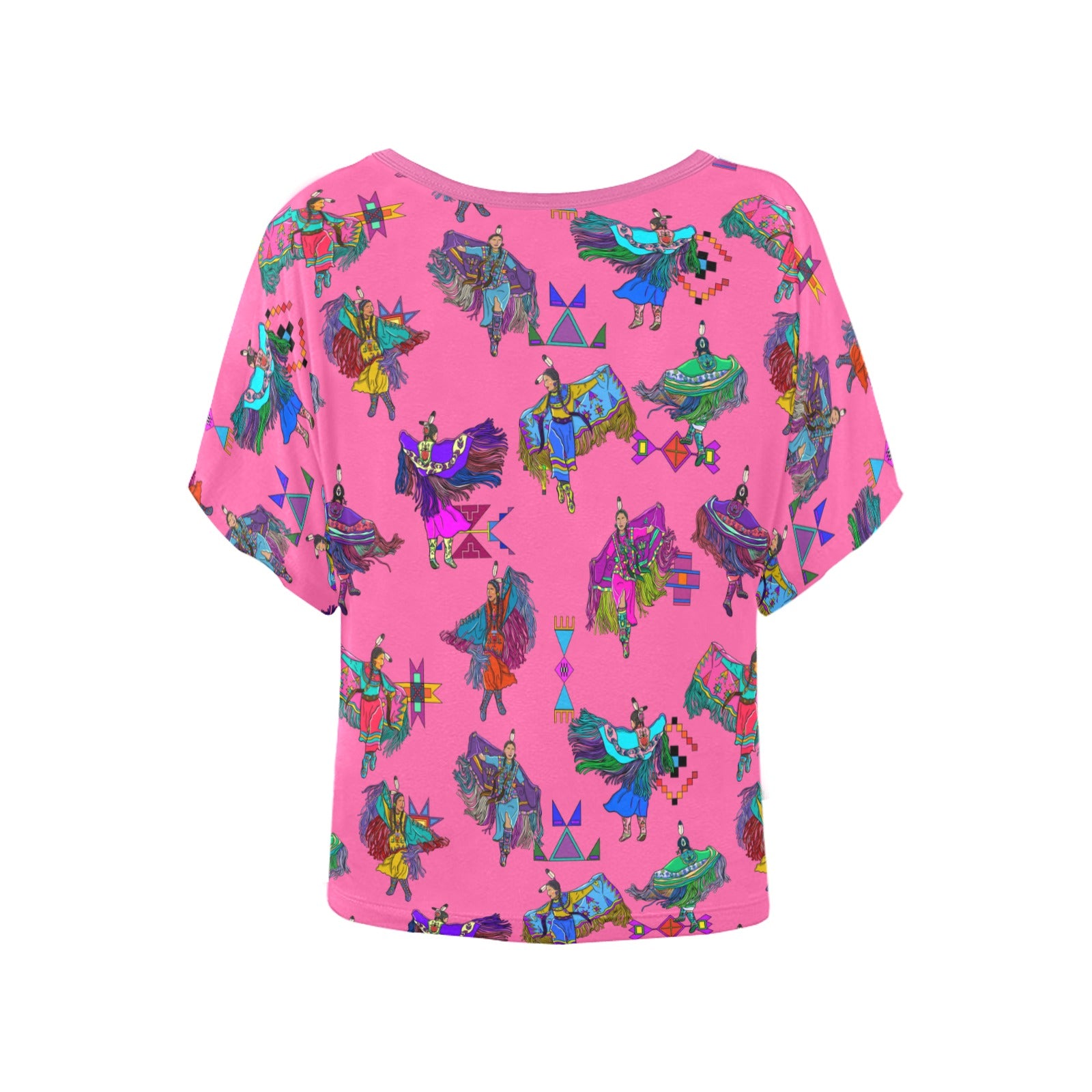 Women's Fancy Dancers Pink Women's Batwing-Sleeved Blouse T shirt