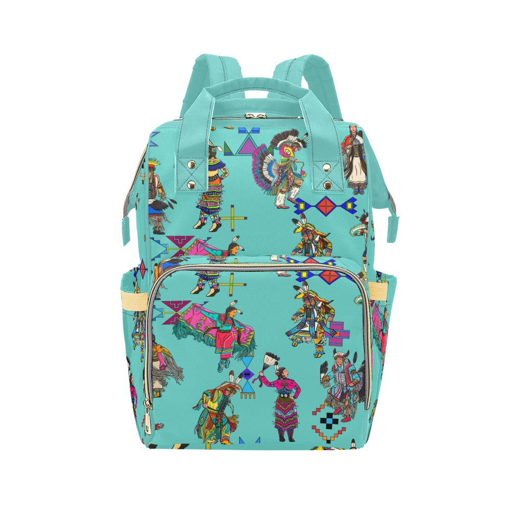 Grand Entry Dancers Eggshell Blue Multi-Function Diaper Backpack/Diaper Bag