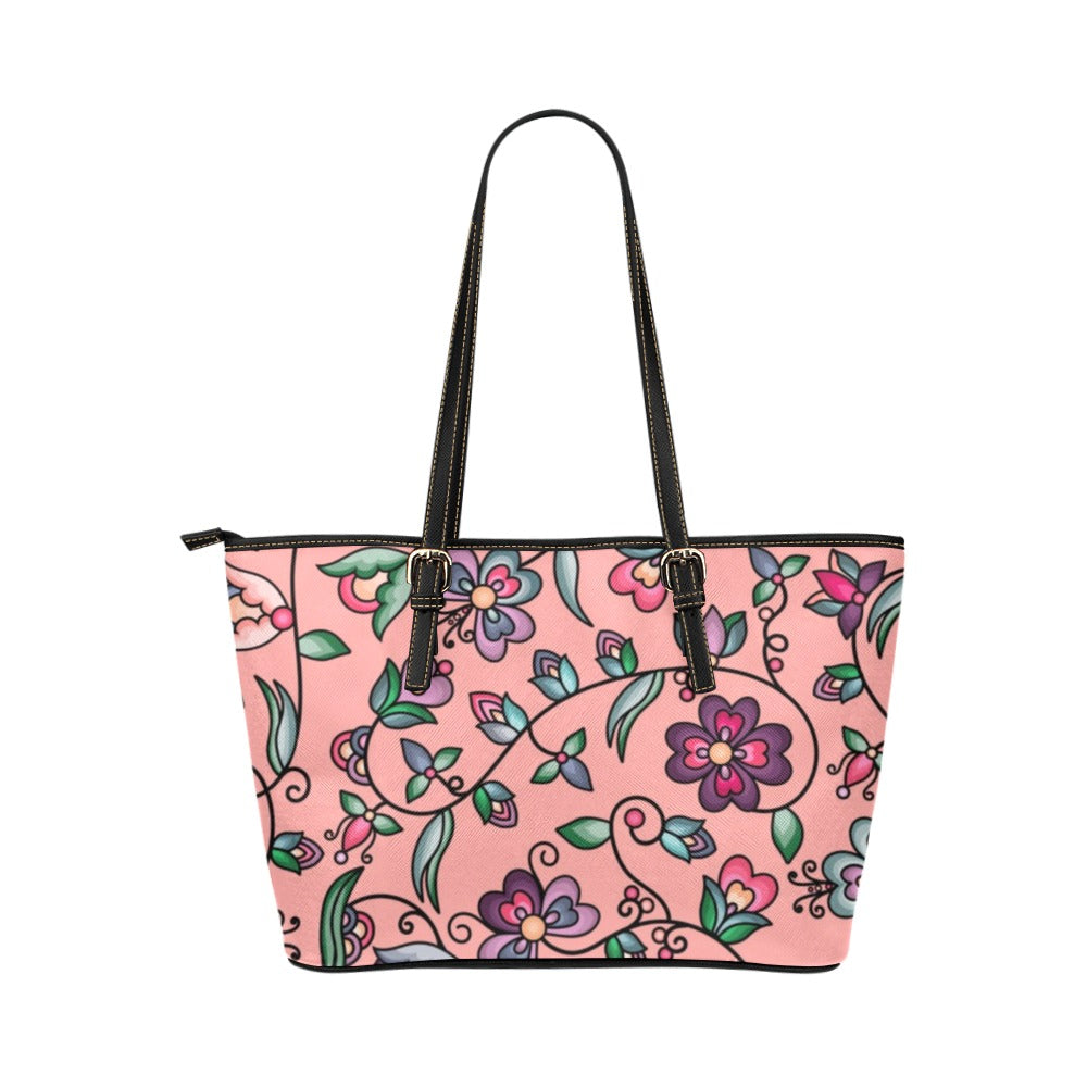 Amber Evening Garland Peach Leather Tote Bag/Large