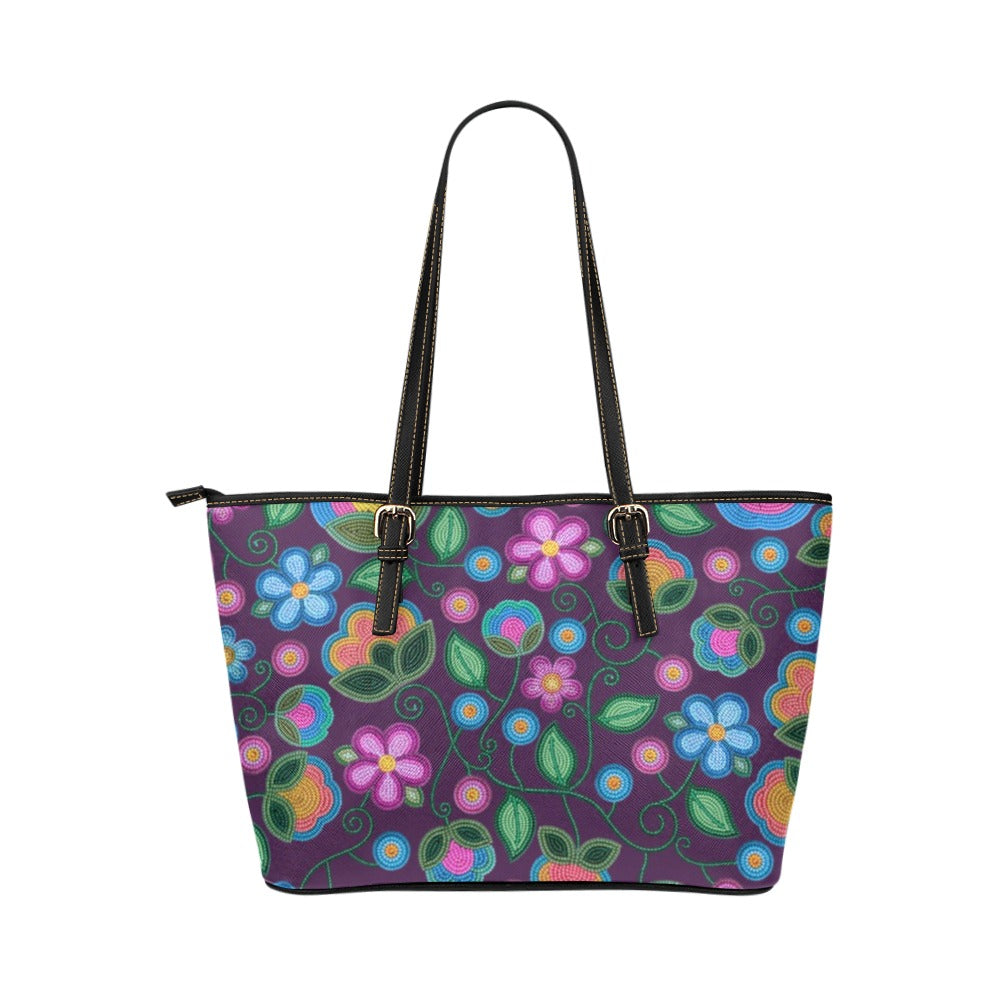 Turquoise Sunbeam Violet Leather Tote Bag/Large